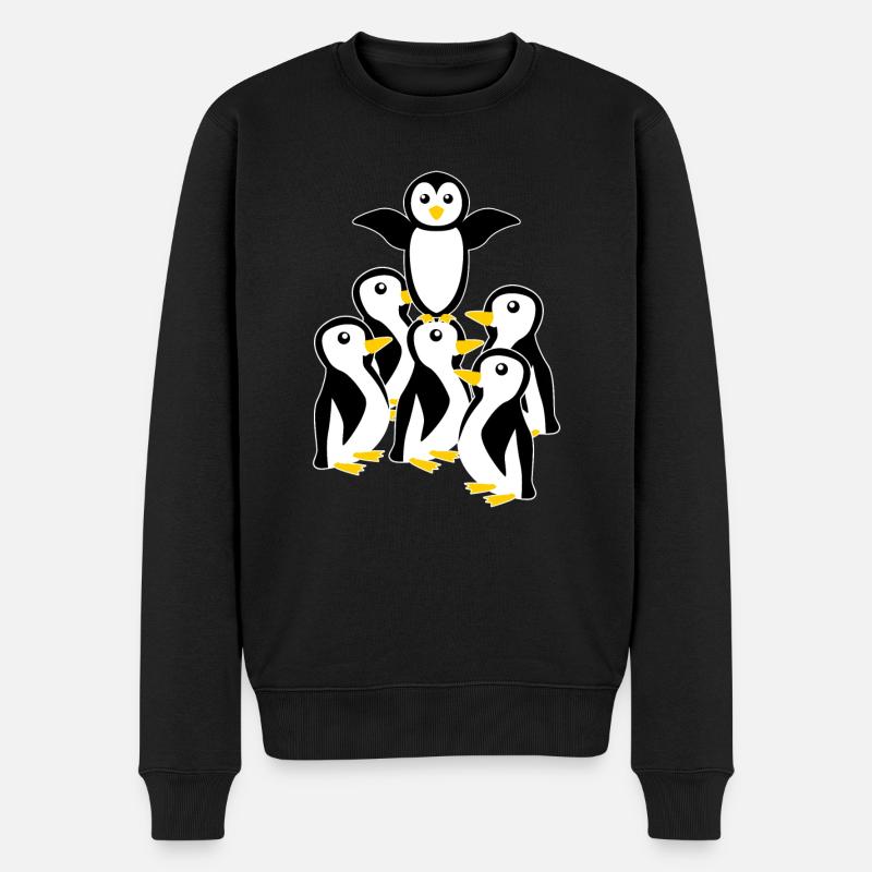 Pinguin Pinguine - Männer Premium Bio Pullover - Schwarz