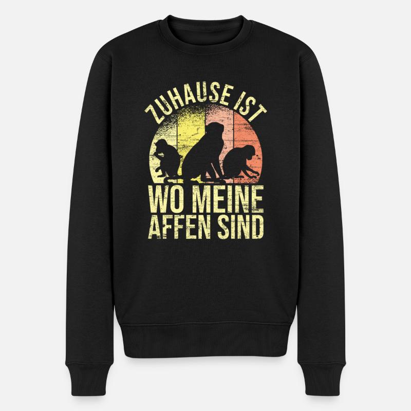 Zuhause ist wo meine Affen sind Affe Zoo - Männer Premium Bio Pullover - Schwarz