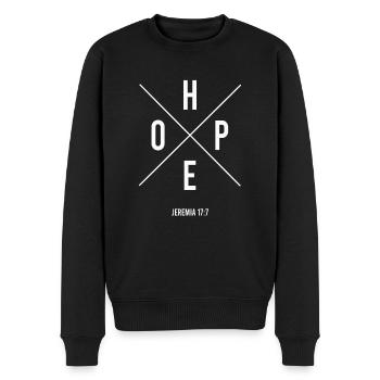 Hope - Männer Premium Bio Pullover - Schwarz - Vorne - Nico (187cm)