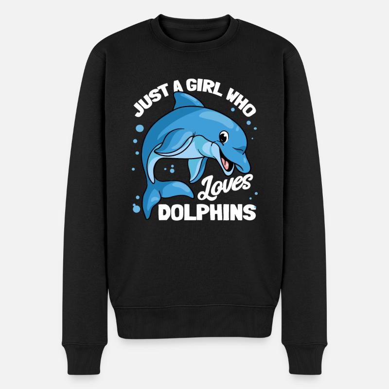 Delphine Delphin Delfin - Männer Premium Bio Pullover - Schwarz