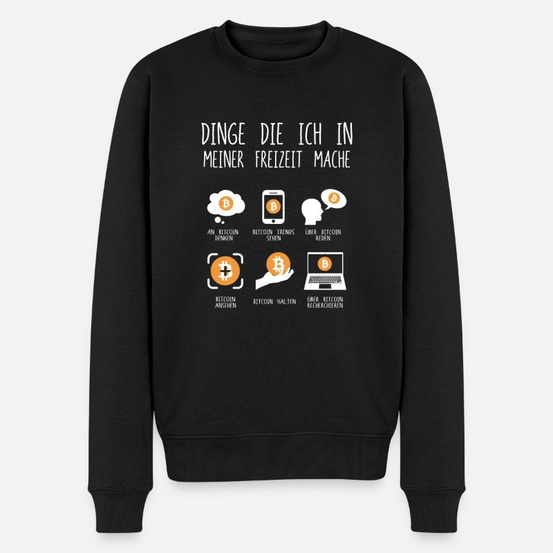 Dinge die ich in meiner Freizeit mache Bitcoin - Männer Premium Bio Pullover - Schwarz