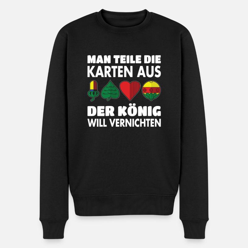 Schafkopf Skat Kartenspiel | Doppelkopf - Männer Premium Bio Pullover - Schwarz