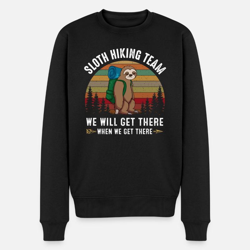 sloth hiking team we will get there when we get th - Men's Premium Organic Jumper - black