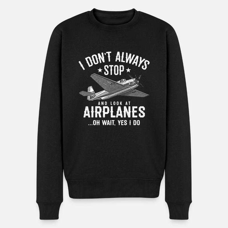 Lustiger Blick auf Flugzeuge Pilot - Männer Premium Bio Pullover - Schwarz