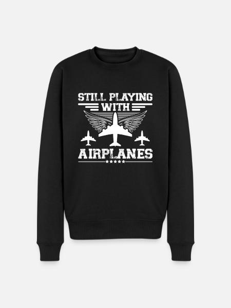 Fly Piloter Fly Flying Airport - Økologisk premium-sweatshirt til mænd - sort