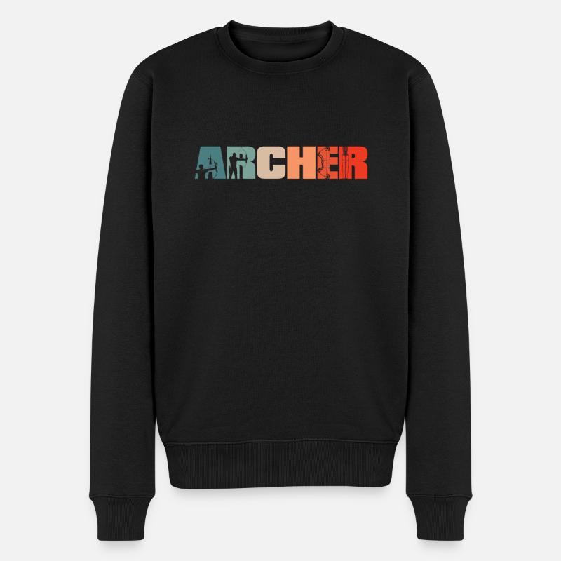Retro Bogensport Vintage Bogenschießen - Männer Premium Bio Pullover - Schwarz