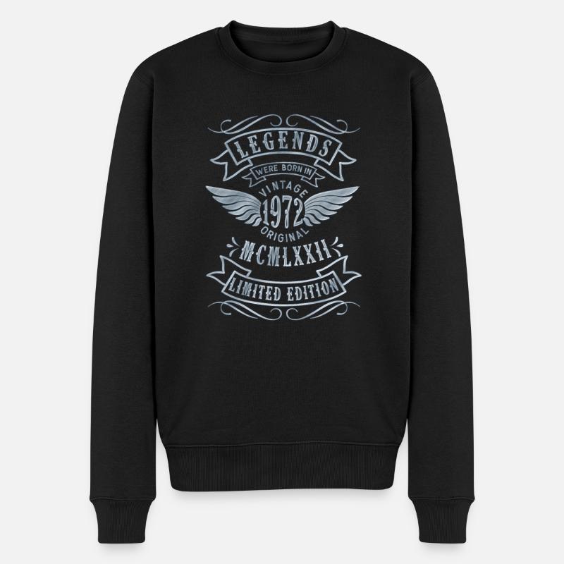 50 Geburtstag MCMLXXII 1972 Vintage 1972 - Männer Premium Bio Pullover - Schwarz