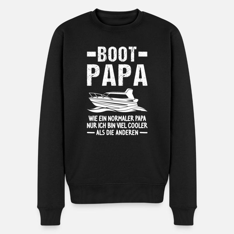 Boot Papa Motorboot Geschenk - Männer Premium Bio Pullover - Schwarz