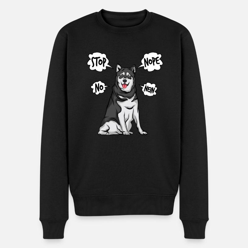 Alaskan Malamute Husky Hund - Männer Premium Bio Pullover - Schwarz