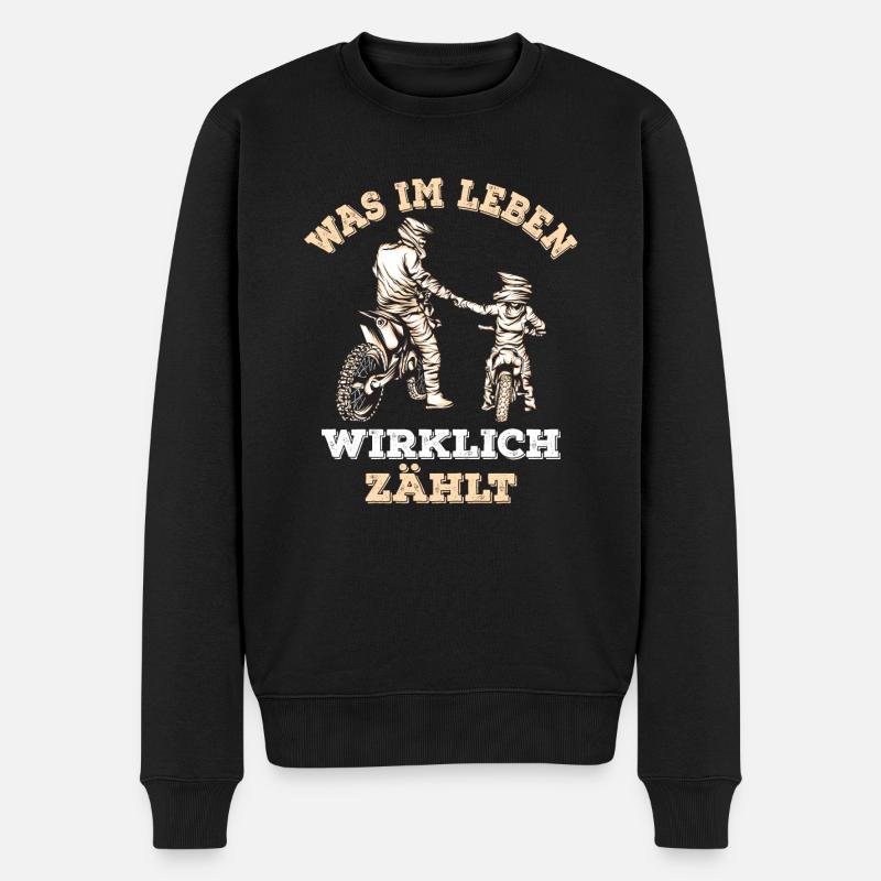 Vater Sohn Motocross Partnerlook - Männer Premium Bio Pullover - Schwarz