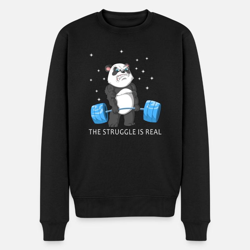 der Kampf ist echter Panda - Männer Premium Bio Pullover - Schwarz