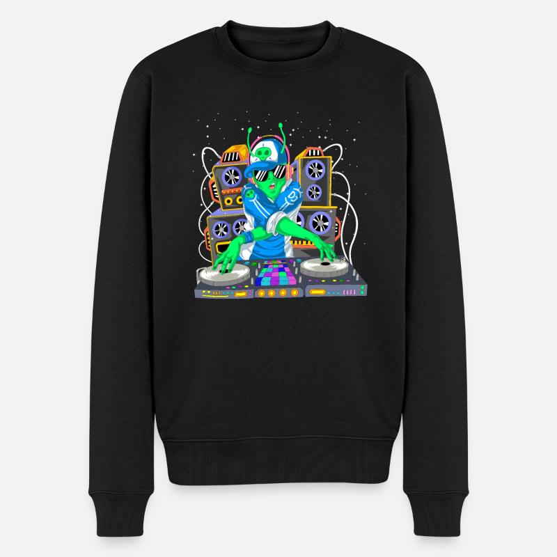 DJ Alien - Männer Premium Bio Pullover - Schwarz