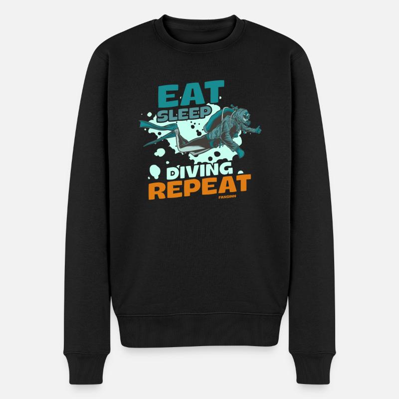 Eat Sleep Diving Repeat - Männer Premium Bio Pullover - Schwarz