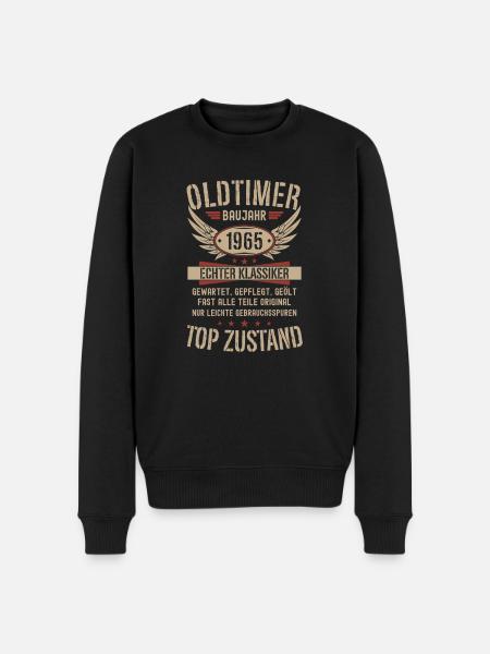 Oldtimer Baujahr 1965 Geboren Jahrgang Geburtstag - Männer Premium Bio Pullover - Schwarz
