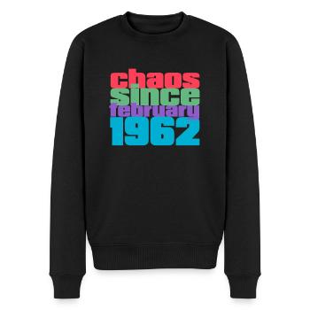 60. Geburtstag im Februar 1962 Chaos since 1962 - Männer Premium Bio Pullover - Schwarz - Vorne - Nico (187cm)