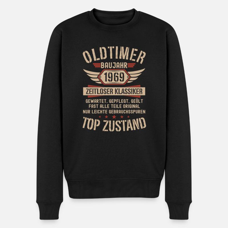 Oldtimer Baujahr 1969 Geboren Jahrgang Geburtstag - Männer Premium Bio Pullover - Schwarz