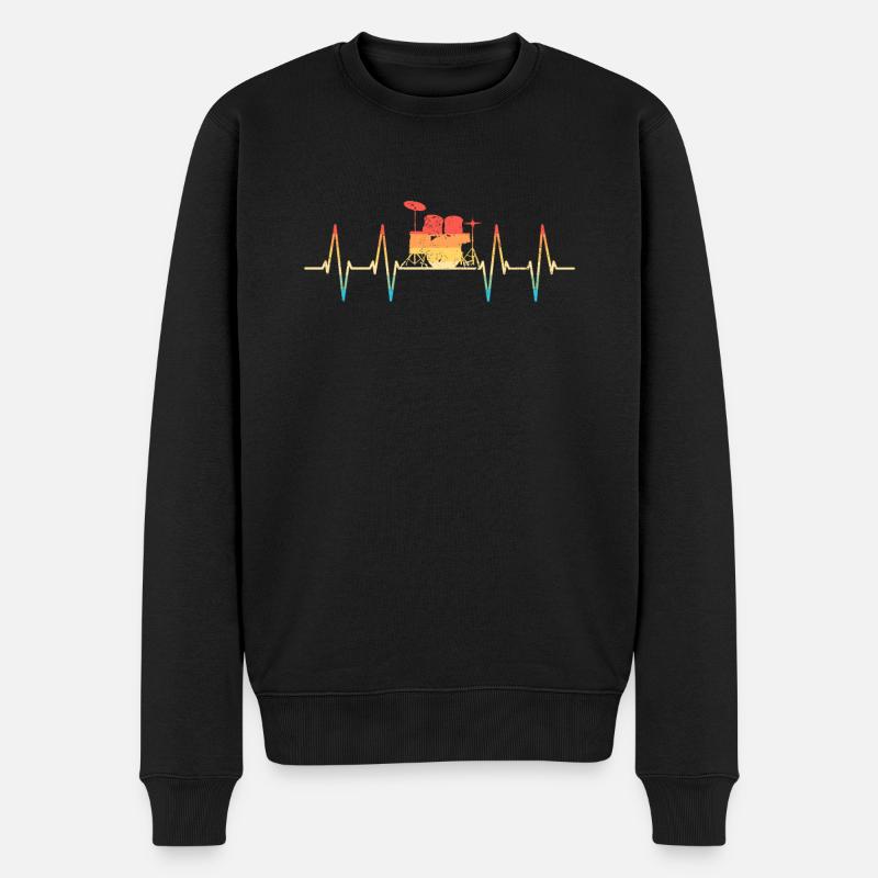Drummer Schlagzeuger Schlagzeug - Männer Premium Bio Pullover - Schwarz