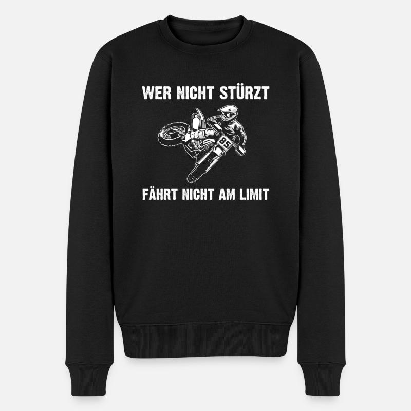 Motocross Biker Motorradfahrer Geschenk - Männer Premium Bio Pullover - Schwarz