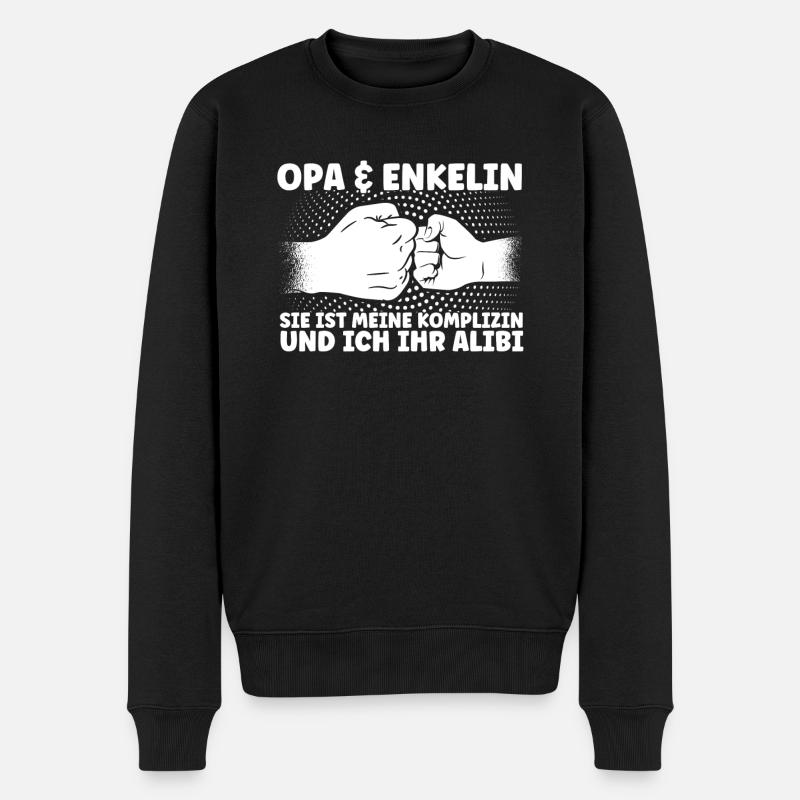 Opa Enkelin Großvater Geschenk - Männer Premium Bio Pullover - Schwarz