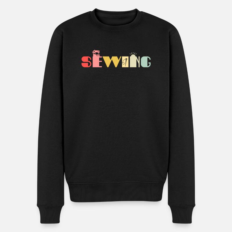 Retro Nähen Nähmaschine Vintage Näher Schneider - Männer Premium Bio Pullover - Schwarz