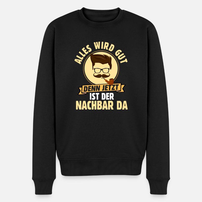 Nachbar - Männer Premium Bio Pullover - Schwarz