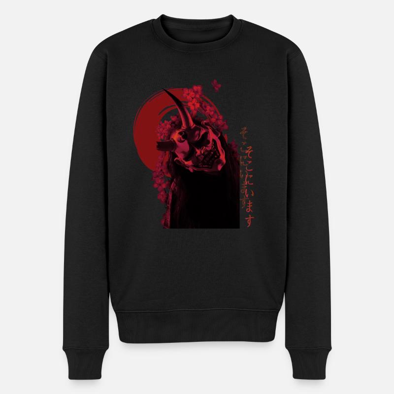 Japanische Oni Maske Dämon Hannya Oger - Männer Premium Bio Pullover - Schwarz