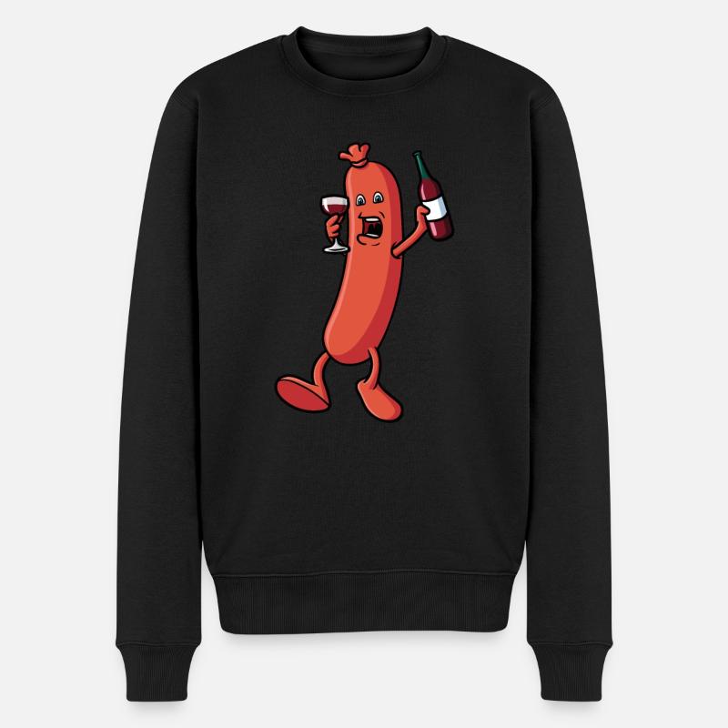 Saucisse qui boit du vin - Pull Premium bio Homme - noir