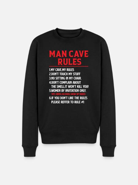 Man Cave Regler - Mancave Joke - Økologisk premium-sweatshirt til mænd - sort