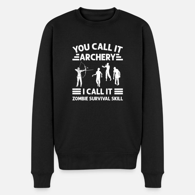 Archery Zombie Survival Skill, Bogenschütze - Männer Premium Bio Pullover - Schwarz