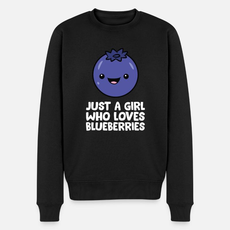 Nur ein Mädchen, das Blaubeeren liebt - Männer Premium Bio Pullover - Schwarz