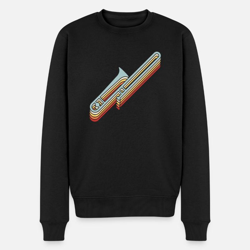 Retro Posaune Vintage Posaune - Männer Premium Bio Pullover - Schwarz