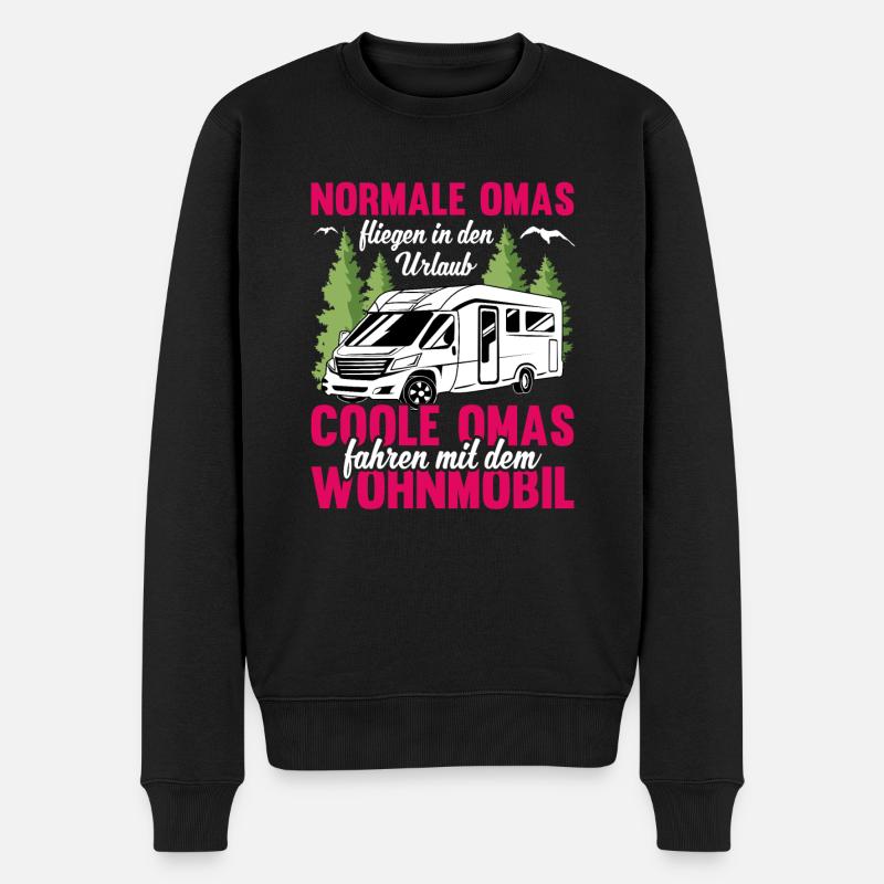 Camping Oma - Männer Premium Bio Pullover - Schwarz