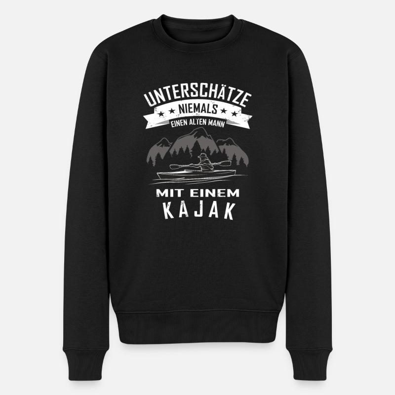 Paddelboot Paddeln und Kanufahren - Männer Premium Bio Pullover - Schwarz