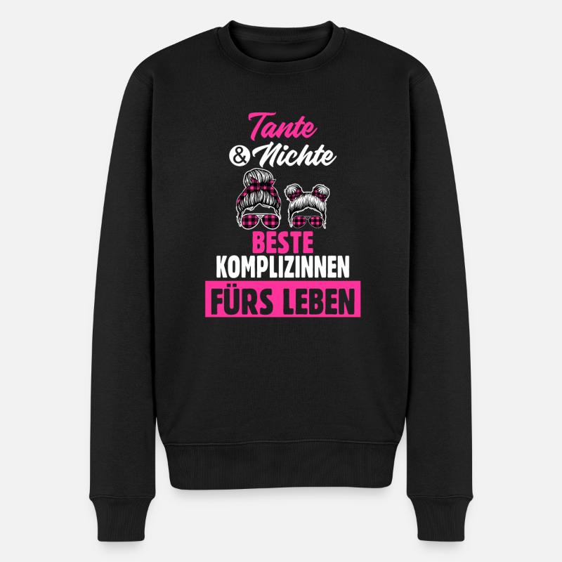 Tante und Nichte - Männer Premium Bio Pullover - Schwarz