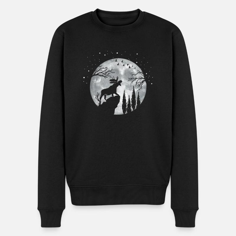 Elch - Männer Premium Bio Pullover - Schwarz