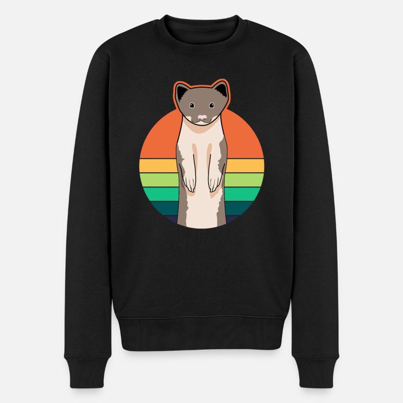 Marder Wiesel retro Frettchen - Männer Premium Bio Pullover - Schwarz