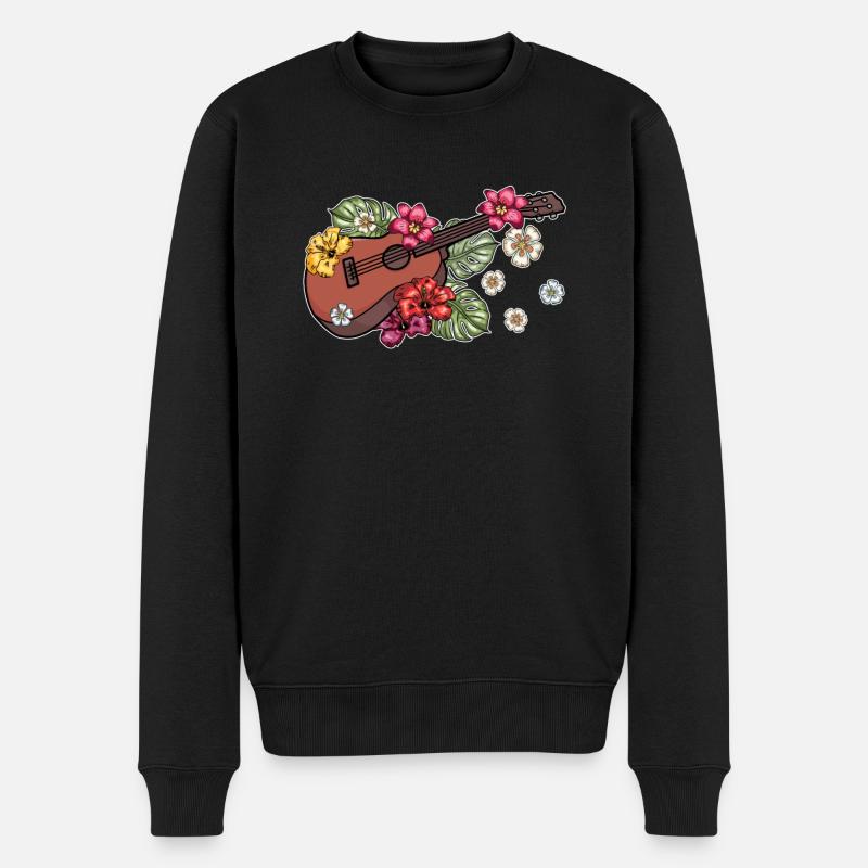 Ukulele - Männer Premium Bio Pullover - Schwarz
