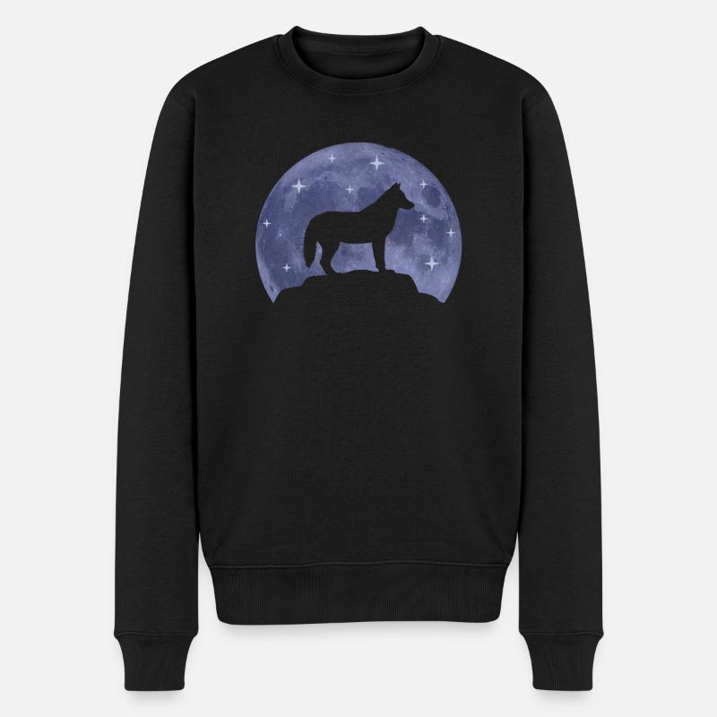 Wolf Hund Mond Waldtiere Tierliebhaber Geschenk - Männer Premium Bio Pullover - Schwarz