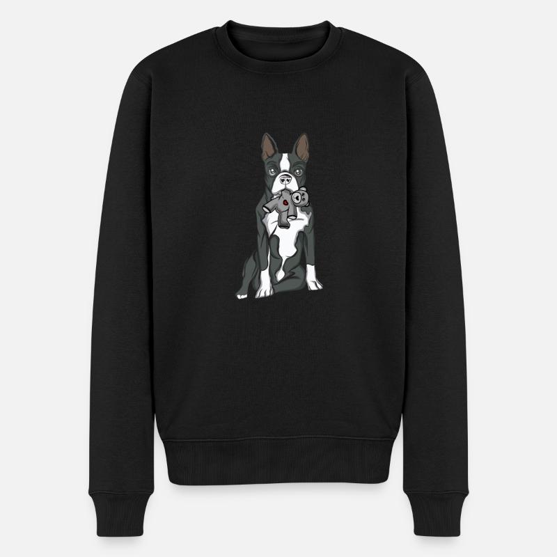 Boston Terrier - Männer Premium Bio Pullover - Schwarz