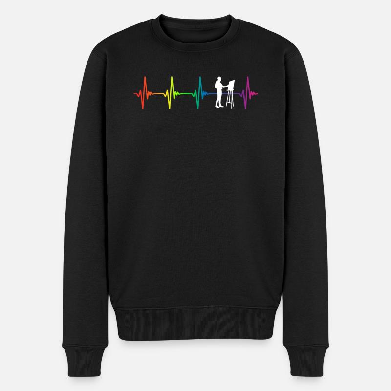 Peindre Rainbow Heartbeat - Pull Premium bio Homme - noir