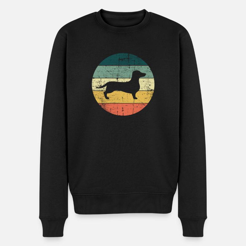 Dachshund dog lover Retro pet vintage Gift idea - Männer Premium Bio Pullover - Schwarz