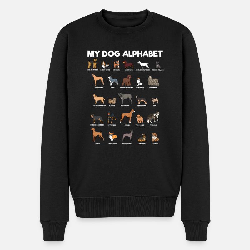 Mein Hundealphabet ABC Hunde Buchstaben - Männer Premium Bio Pullover - Schwarz