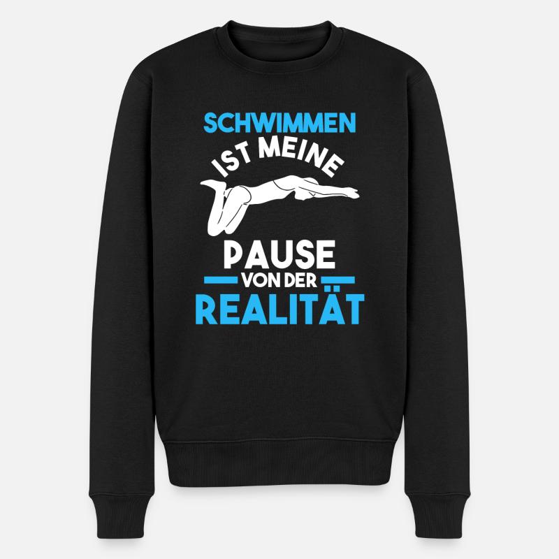 Schwimmbad Schwimmen Schwimmer - Männer Premium Bio Pullover - Schwarz