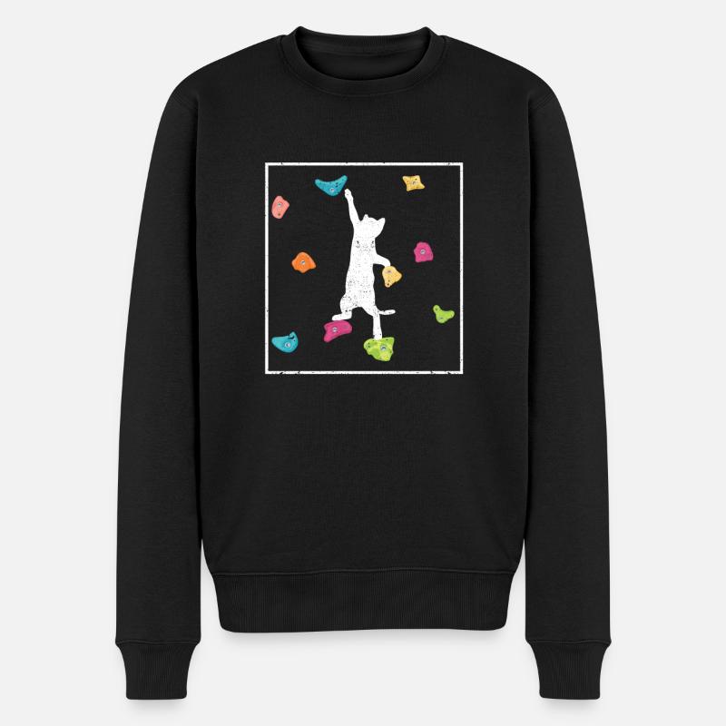 Lustiger Bouldering-Katzenkletterer Niedliche Katz - Männer Premium Bio Pullover - Schwarz