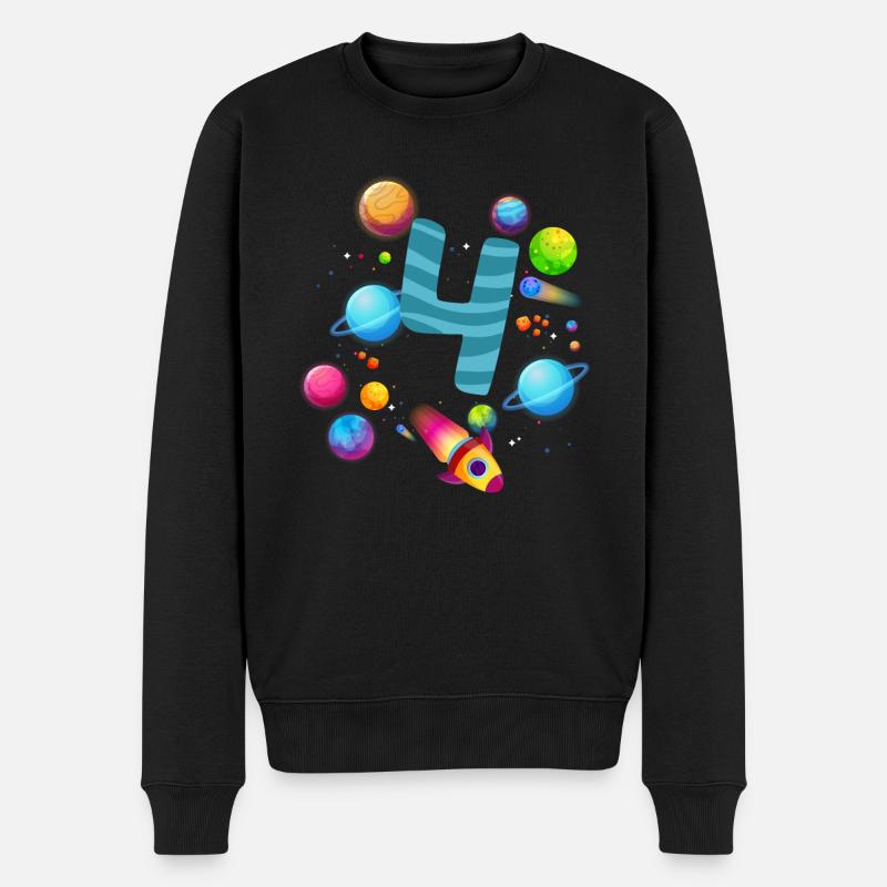 4. Geburtstag Jungen 4 Jahre Planeten Geburtstag - Männer Premium Bio Pullover - Schwarz