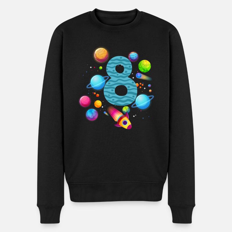 8. Geburtstag Jungen 8 Jahre Planeten Geburtstag - Männer Premium Bio Pullover - Schwarz