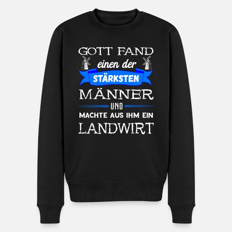 Landwirt Windmühle Bauernhof Agrar Acker Bauer Spr - Männer Premium Bio Pullover - Schwarz