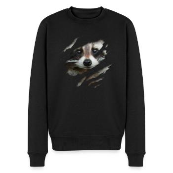 Waschbär-Gesicht Süßer Waschbär Zerrissen Riss - Männer Premium Bio Pullover - Schwarz - Vorne - Nico (187cm)