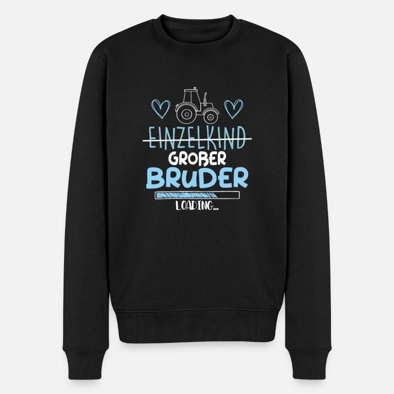 Einzelkind Großer Bruder Loading Traktor - Männer Premium Bio Pullover - Schwarz
