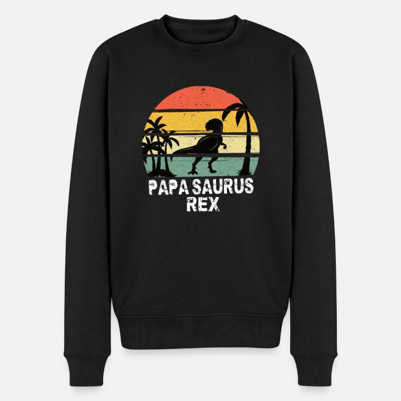 Papa Saurus Rex - Männer Premium Bio Pullover - Schwarz